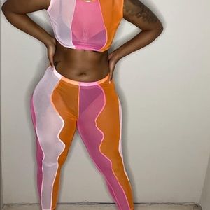 see through mesh contrast color spliced stretch